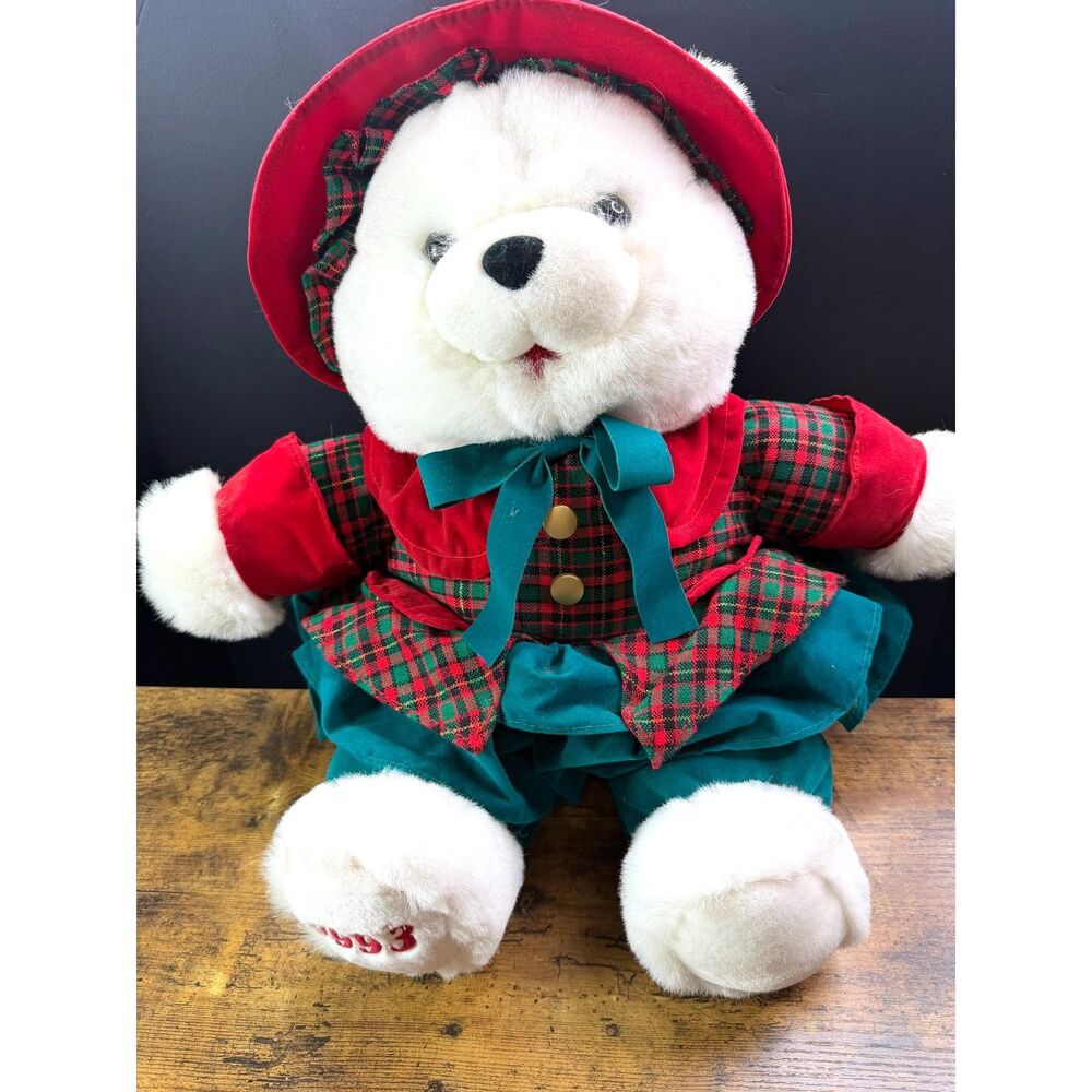 Vintage Kmart 1993 Girl Teddy Bear Christmas Carol 150TH Anniversary Plush Decor